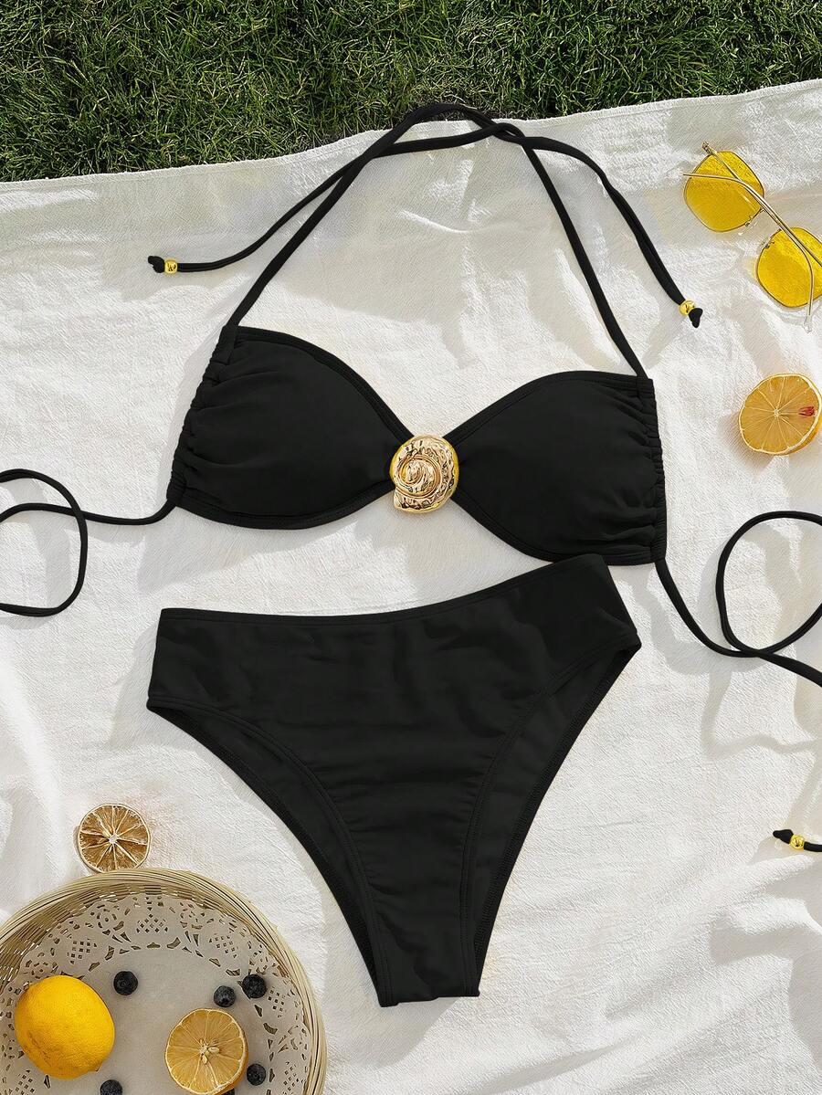 SHEIN CZARNA GÓRA OD BIKINI PK01__L
