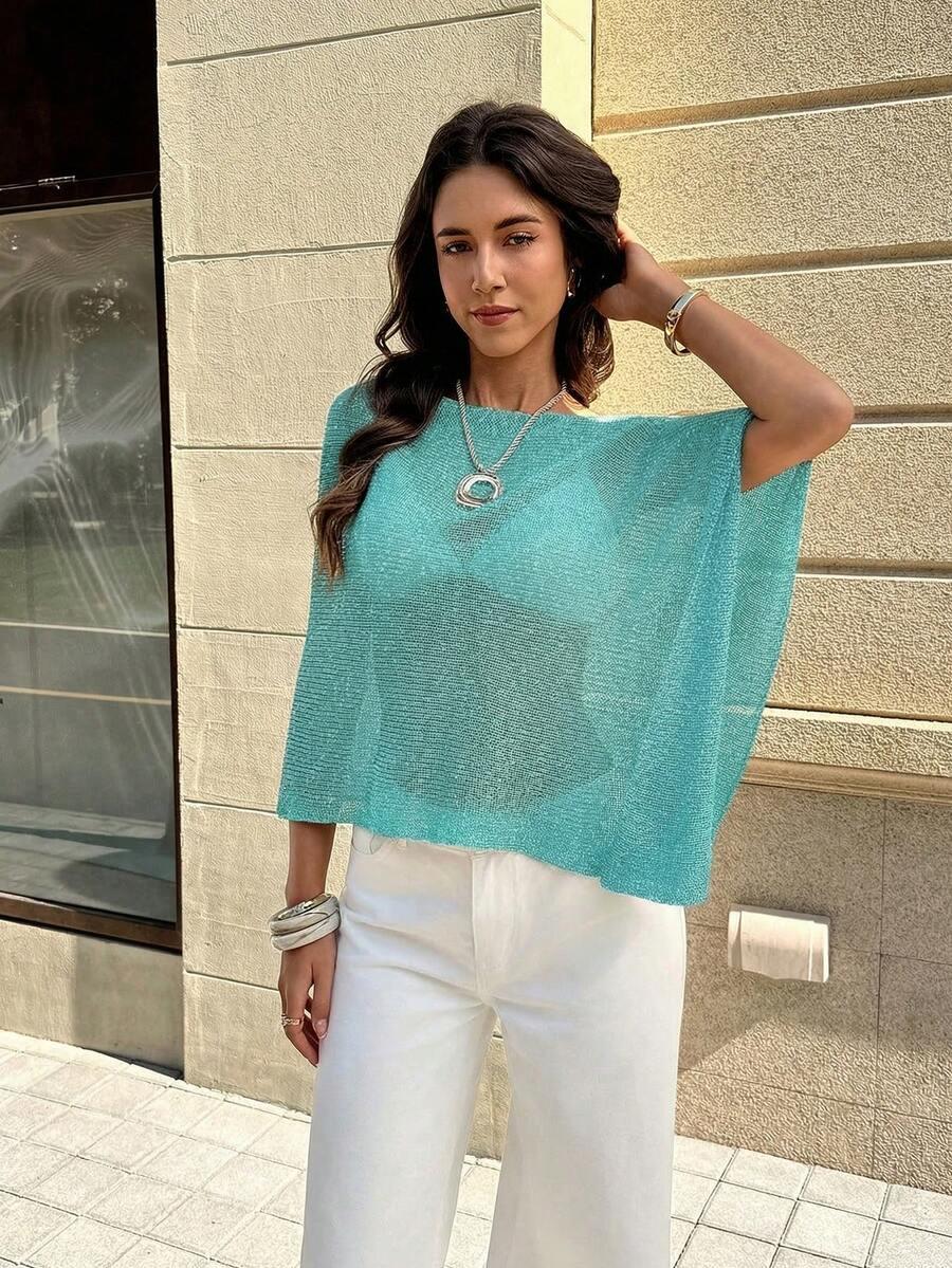 SHEIN NIEBIESKA BLUZKA SIATECZKA S06__M