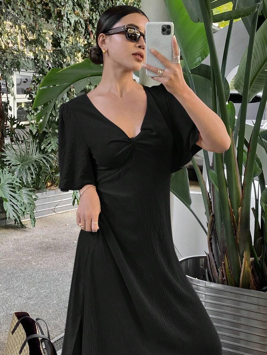 SHEIN CZARNA MAXI SUKIENKA S06__L
