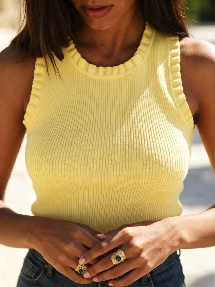 SHEIN ŻÓŁTY TOP PRĄŻKI S06__XS