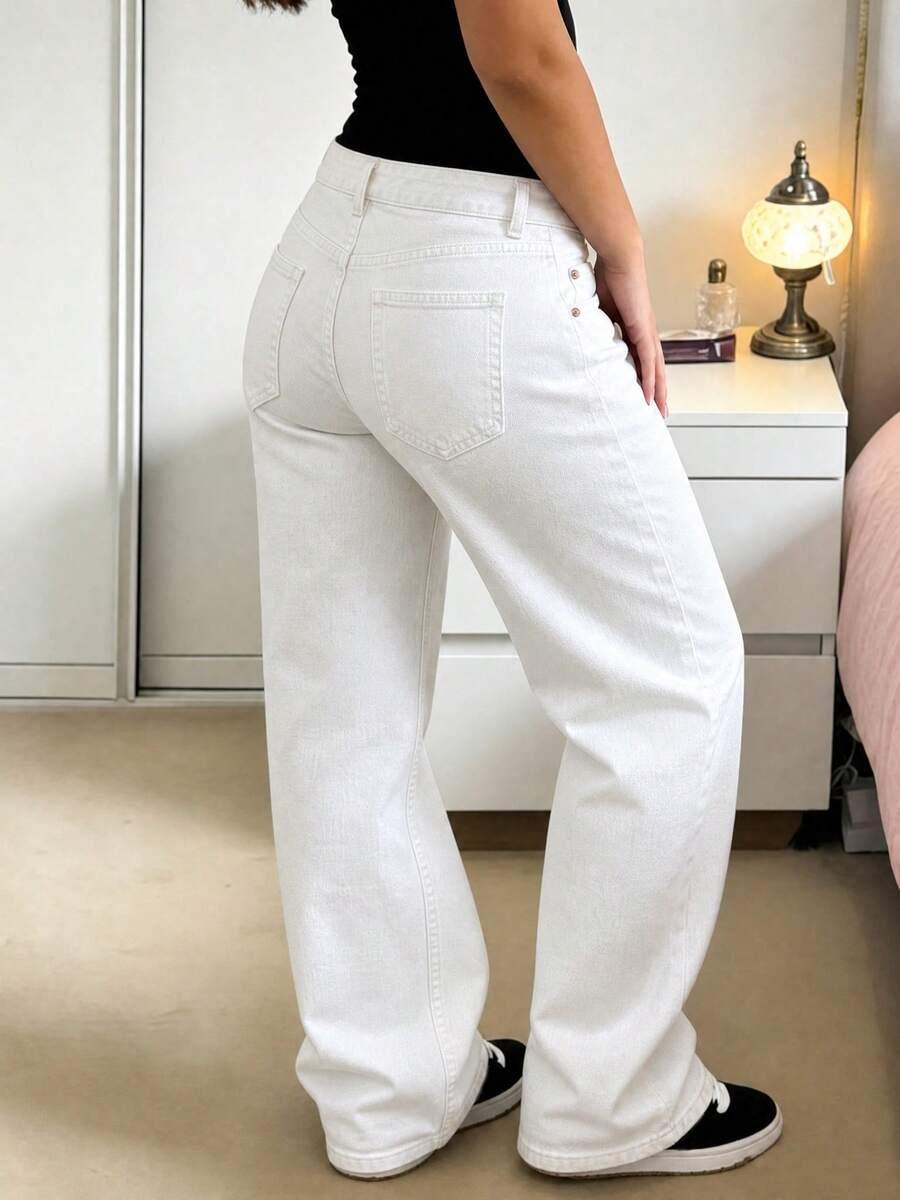 SHEIN BIAŁE SPODNIE JEANS S06__XS