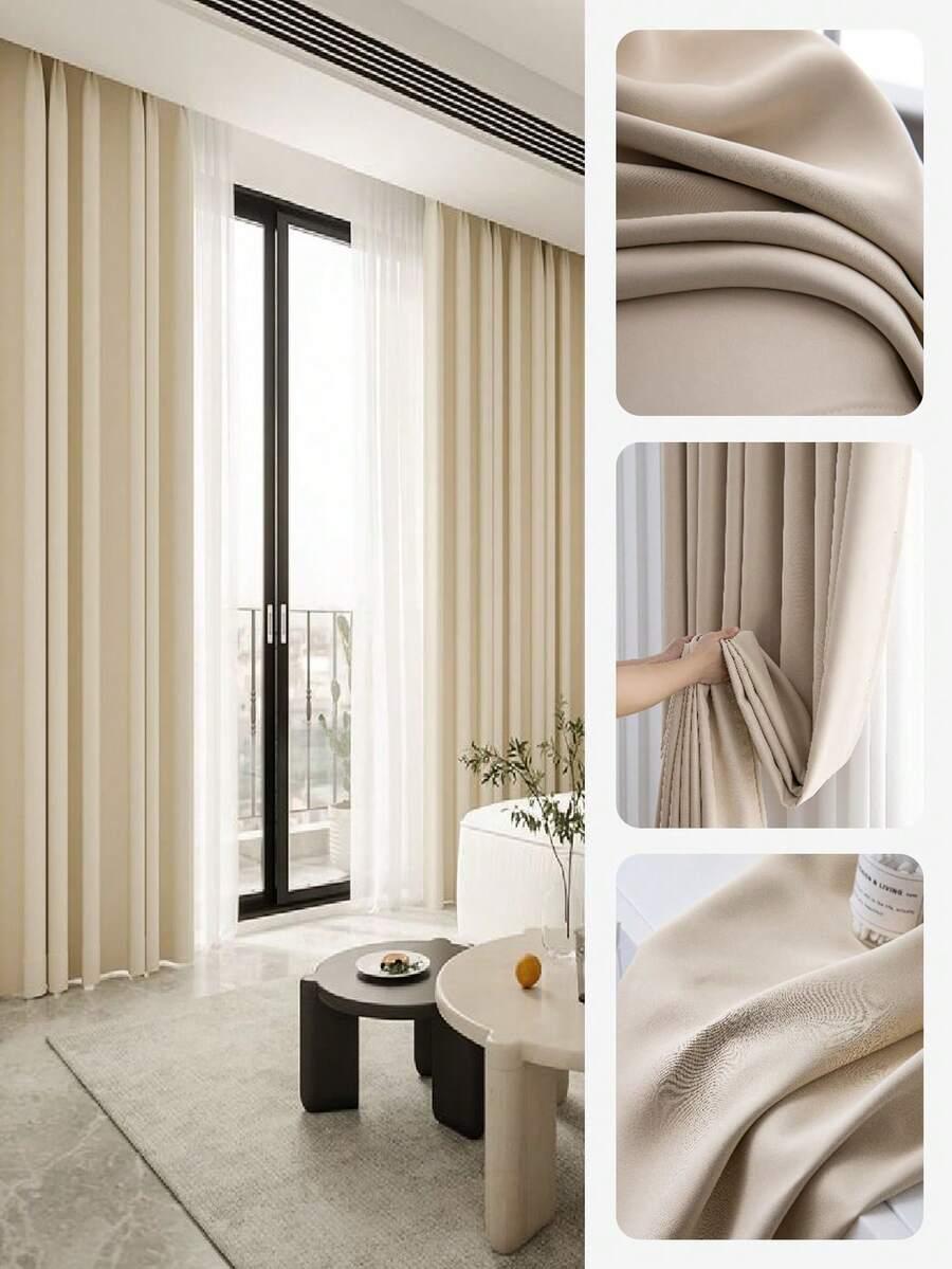 SHEIN BEŻOWA ZASŁONA 1SZT. S07__150X249CM