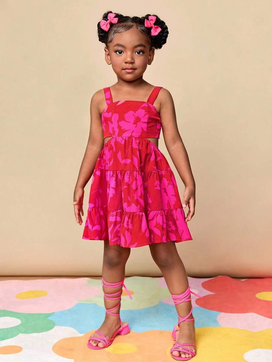 SHEIN SUKIENKA BEZ RĘKAWÓW WZÓR KWIATY S06__110-116