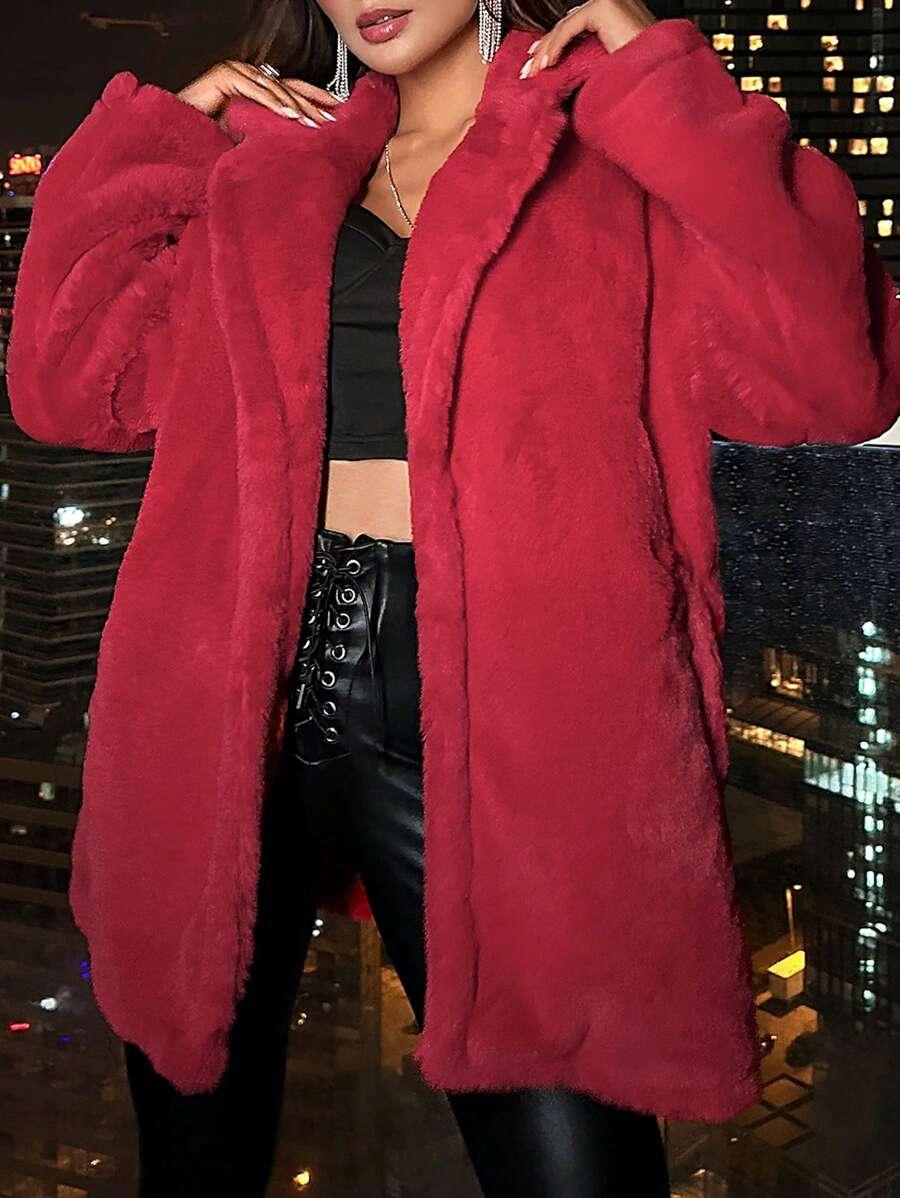 SHEIN CZERWONY PŁASZCZ MIŚ W01__XS