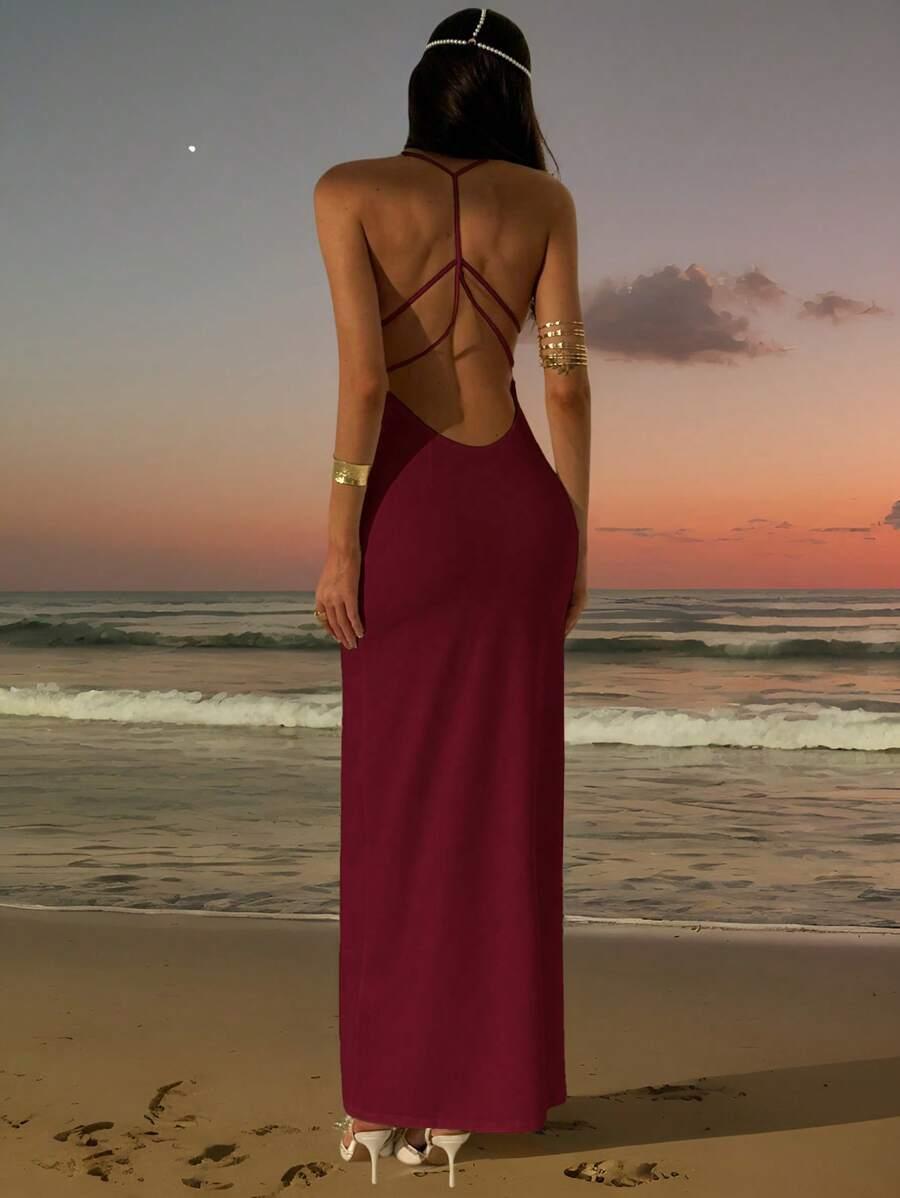 SHEIN CZERWONA MAXI SUKIENKA S06__XS