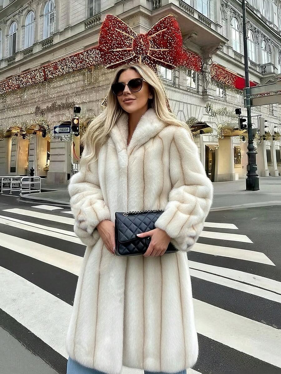 SHEIN BEŻOWE SZTUCZNE FUTRO W01__M
