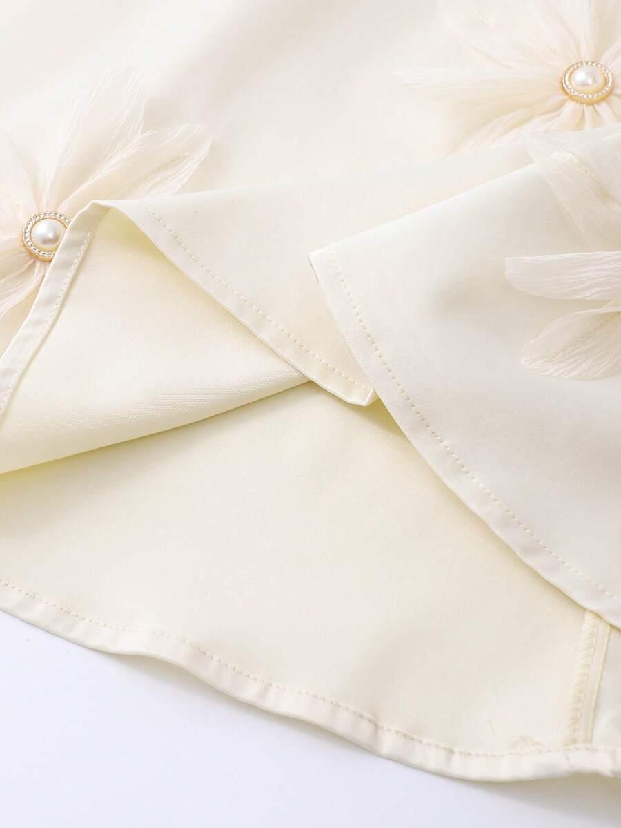 SHEIN KREMOWA SUKIENKA ZDOBIENIE S06__98-104