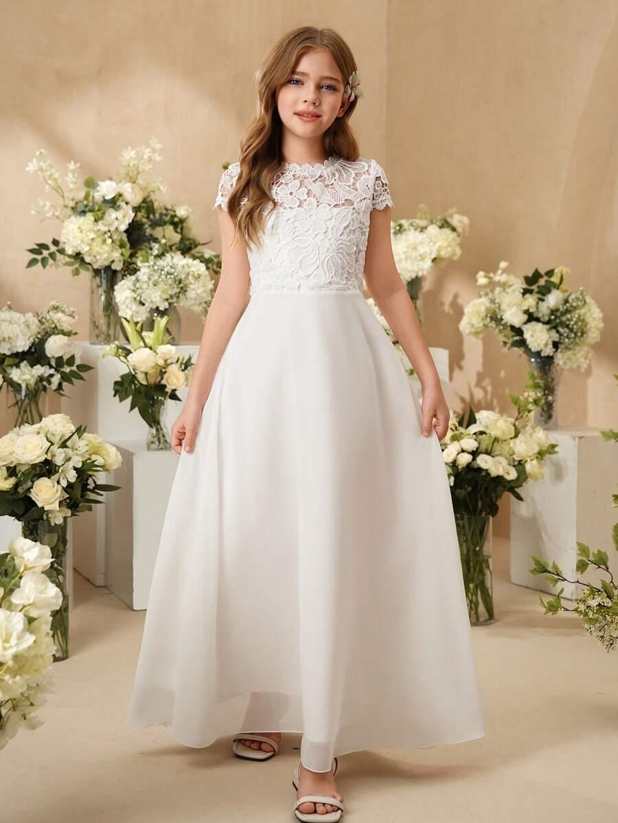 SHEIN BIAŁA SUKIENKA KORONKA S06__146-152