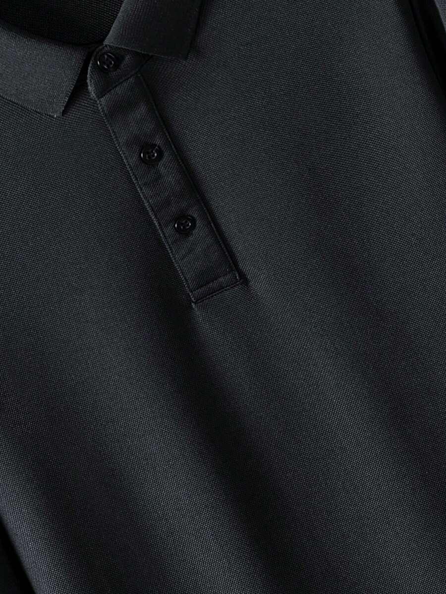 SHEIN CZARNA KOSZULKA POLO Z DŁUGIM RĘKAWEM S06__XL