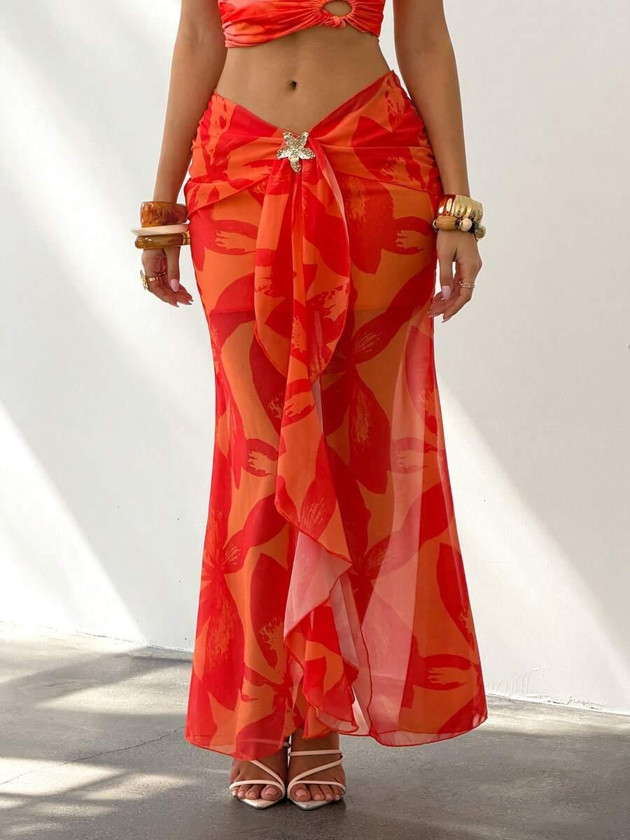 SHEIN MAXI SPÓŁDNICA ZDOBIENIE S06__XL