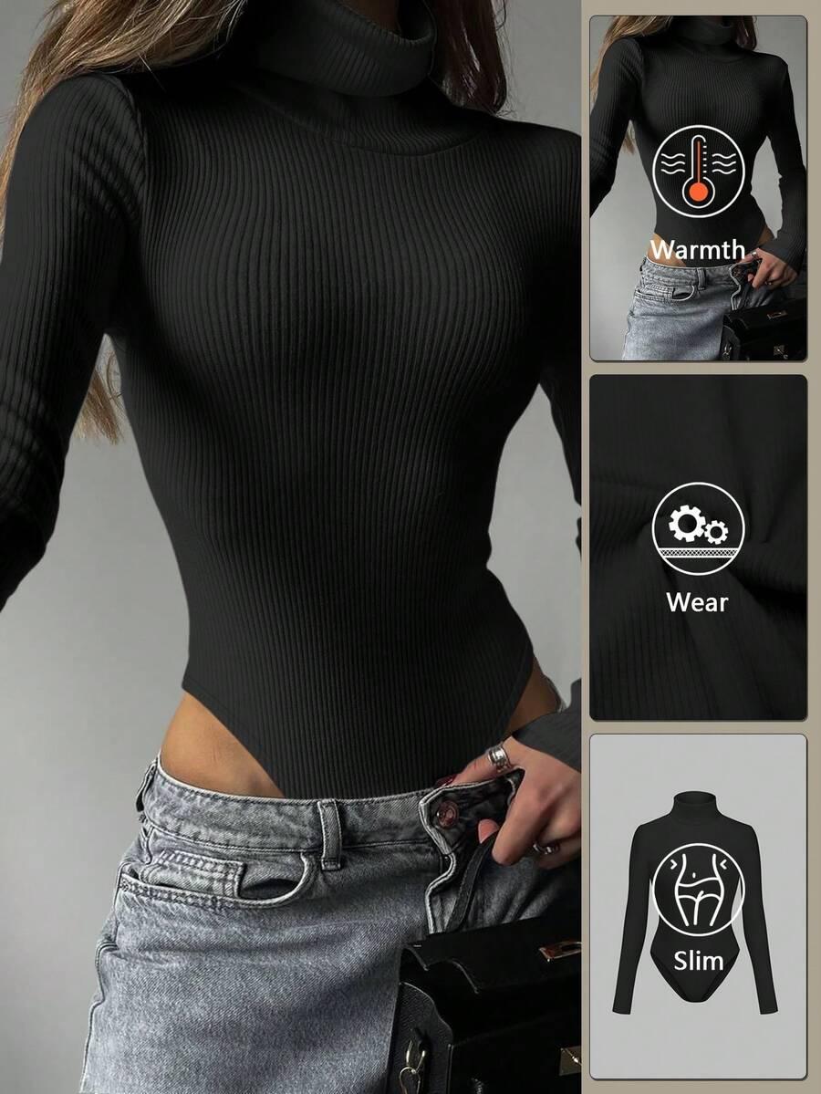 SHEIN CZARNE BODY Z GOLFEM S06__M