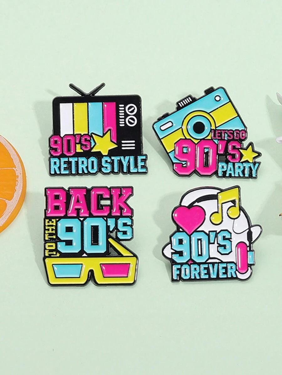 SHEIN PIN PRZYPINKI W STYLU LAT 90 4 PACK S07__