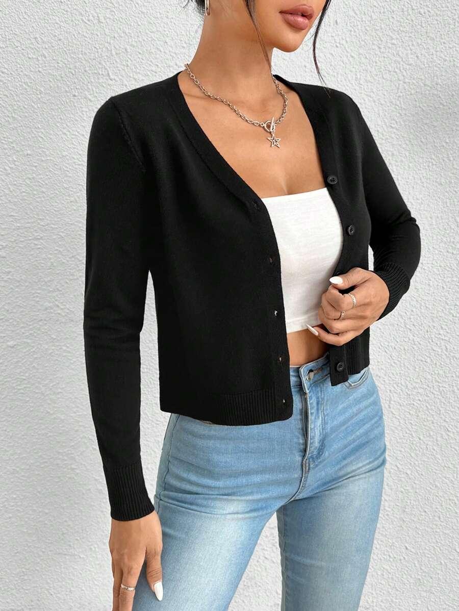 SHEIN CZARNY SWETER GUZIKI S06__S