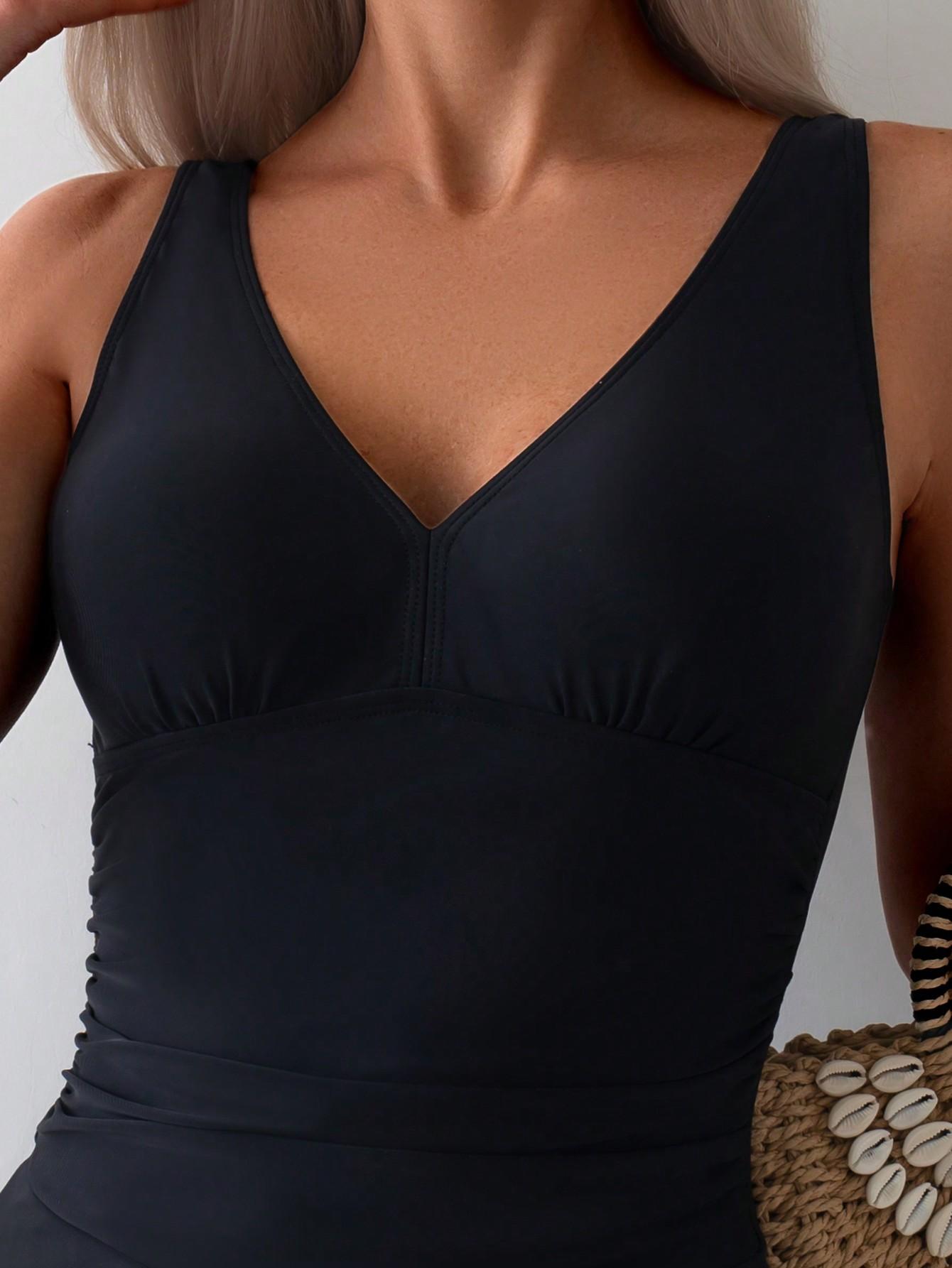 SHEIN CZARNY JEDNOCZĘŚCIOWY STRÓJ KĄPIELOWY S09__L