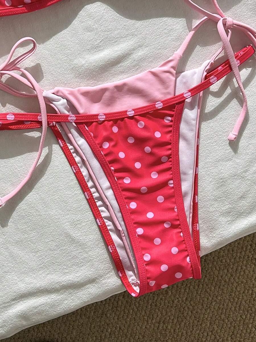 SHEIN DWUCZĘŚCIOWY STRÓJ KĄPIELOWY W GROSZKI S09__L