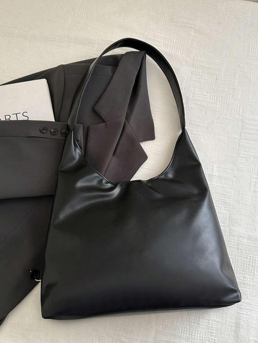 SHEIN CZARNA TORBA NA RAMIĘ ZDOBIENIE DŻETY S07__33,5X12,5X37CM