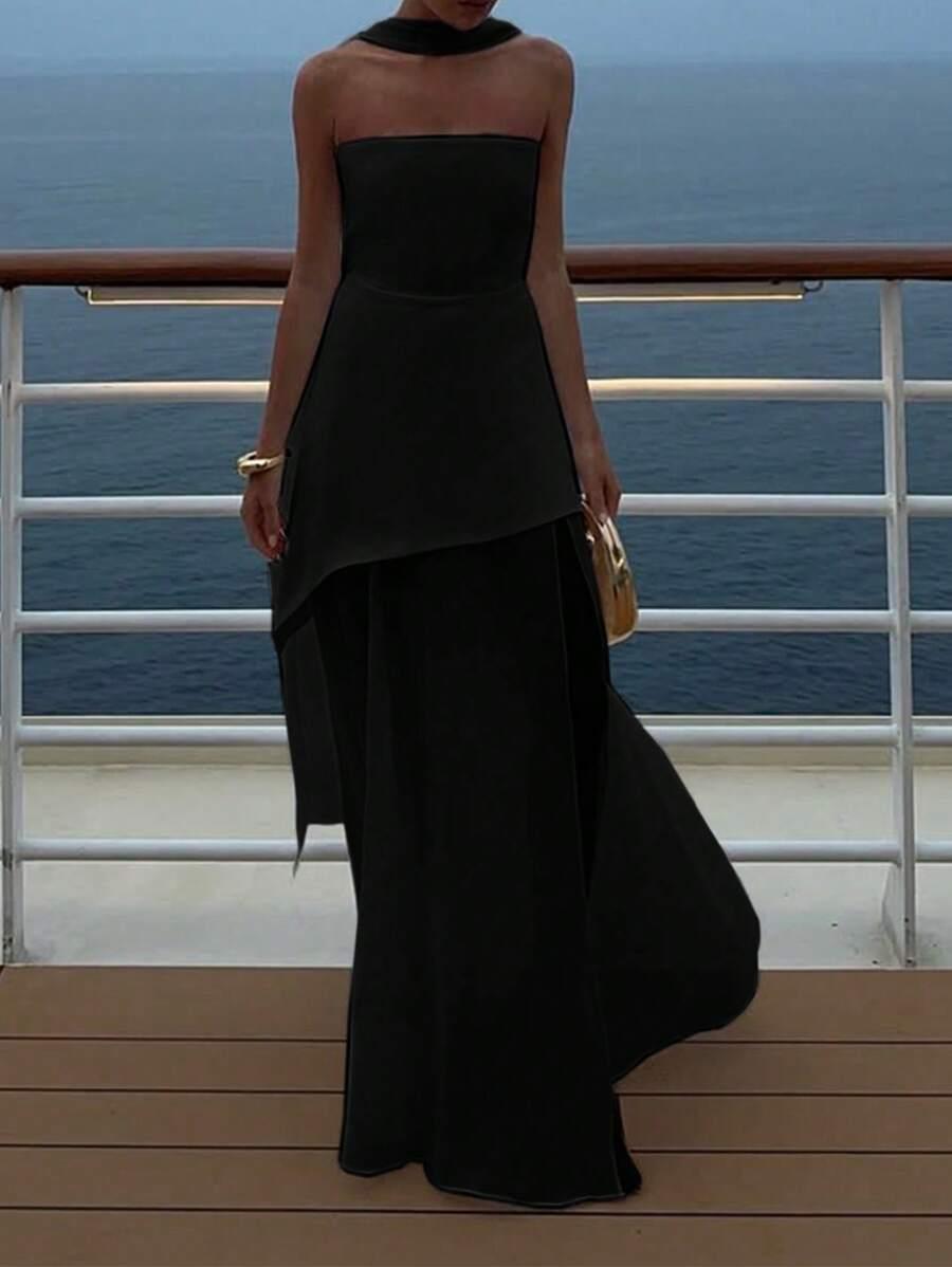 SHEIN CZARNA MAXI SUKIENKA