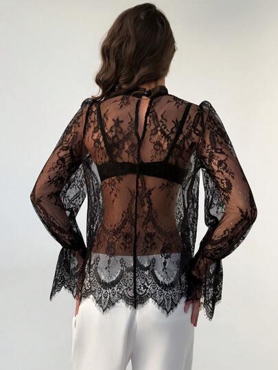 SHEIN KORONKOWA CZARNA BLUZKA S06__M
