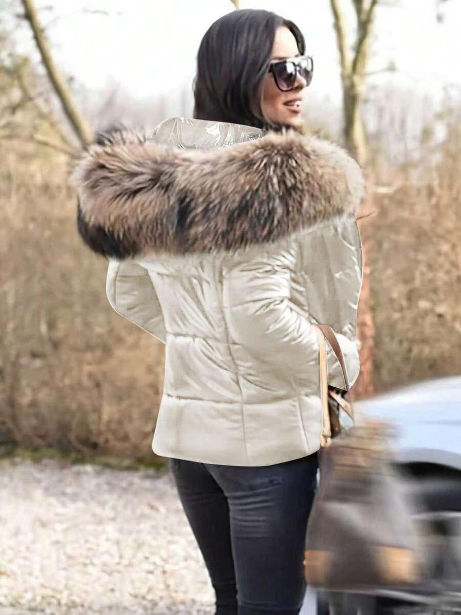 SHEIN BIAŁA PIKOWANA KURTKA KAPTUR W01__XXL