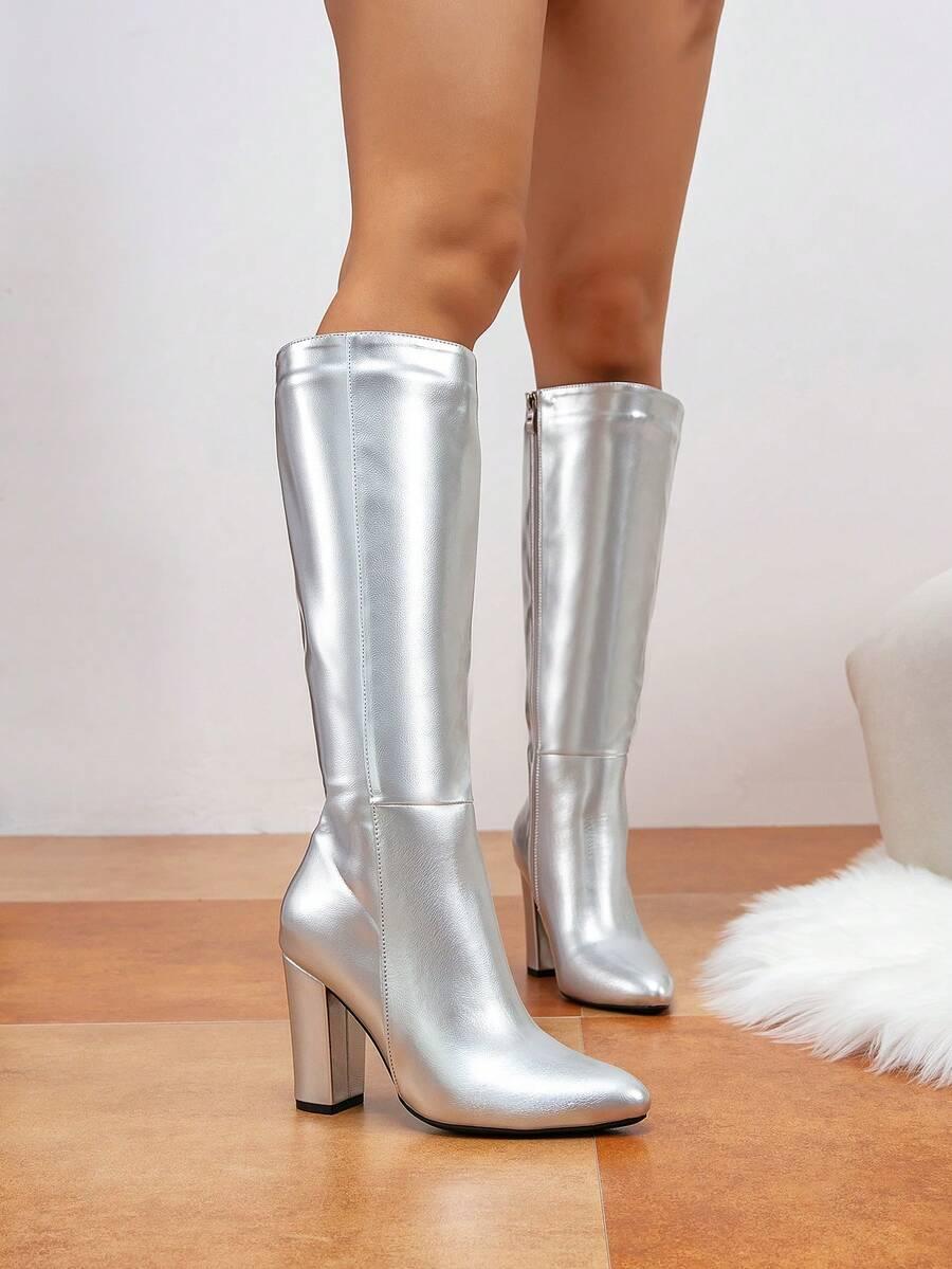 SHEIN SREBRNE KOZAKI POŁYSK W01__40,5