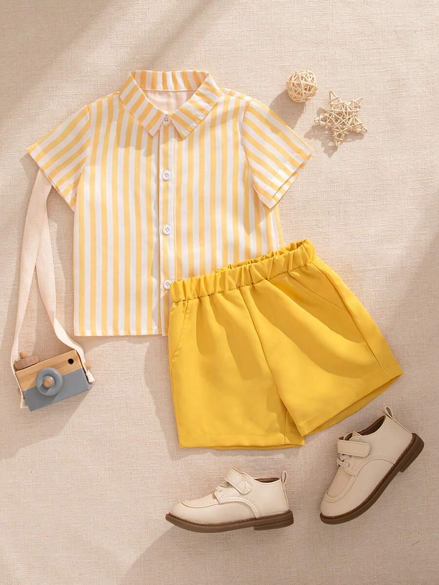 SHEIN ŻÓŁTY KOMPLET KOSZULA SPODENKI PK01__86-92