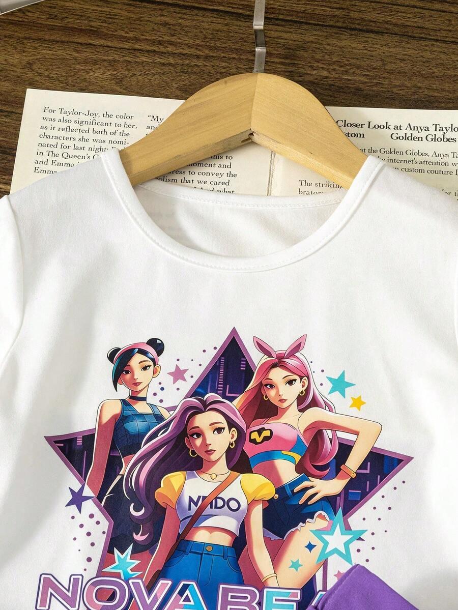 SHEIN T-SHIRT SPÓDNICA KOMPLET PRINT S06__110/116