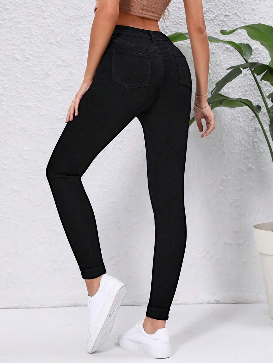 SHEIN CZARNE SPODNIE JEANS S06__S
