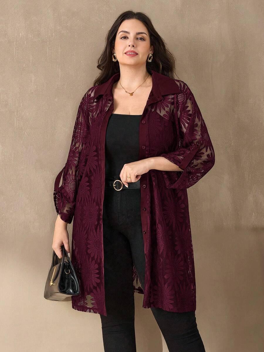 SHEIN BORDOWA KOSZULA KORONKA S06__50