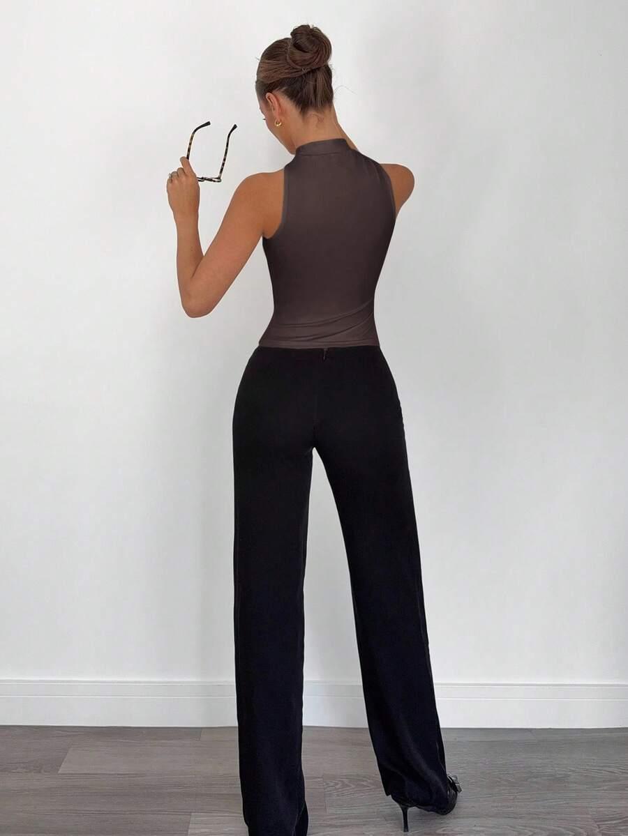SHEIN BRĄZOWY TOP ZDOBIENIE S06__M