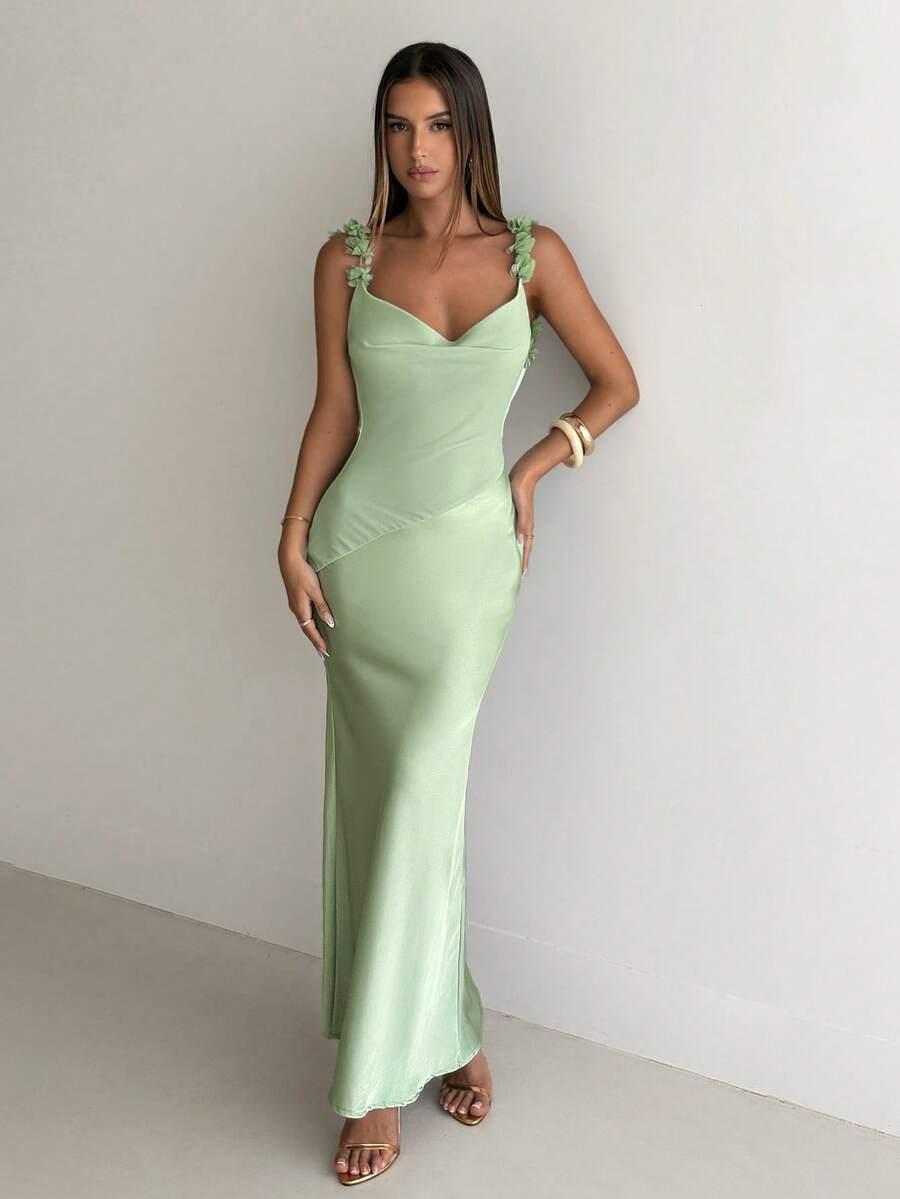 ALORUH ZIELONA MAXI SUKIENKA ODKRYTE PLECY S09__M