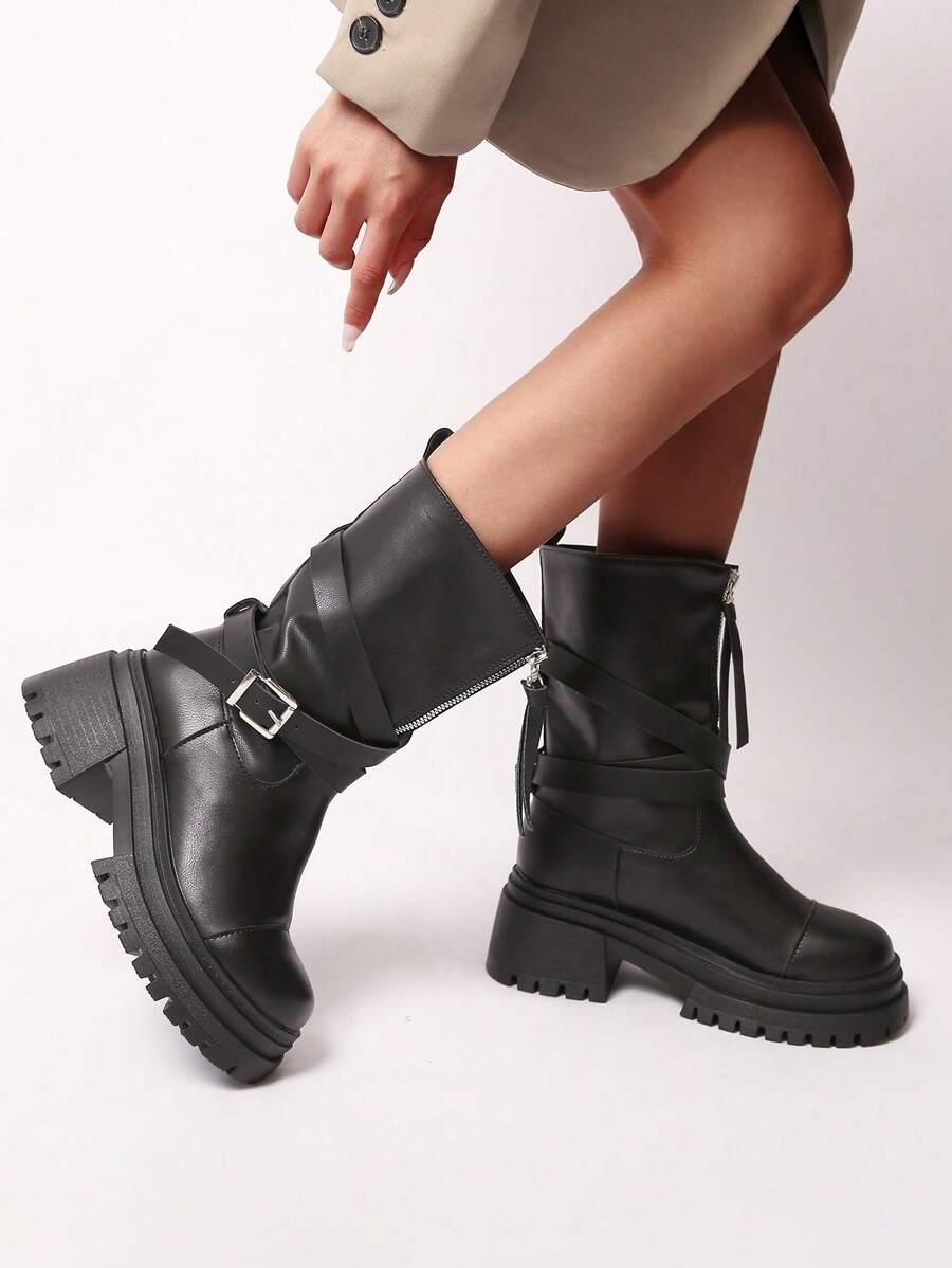 SHEIN CZARNE BOTKI IMITACJA SKÓRY W01__39,5