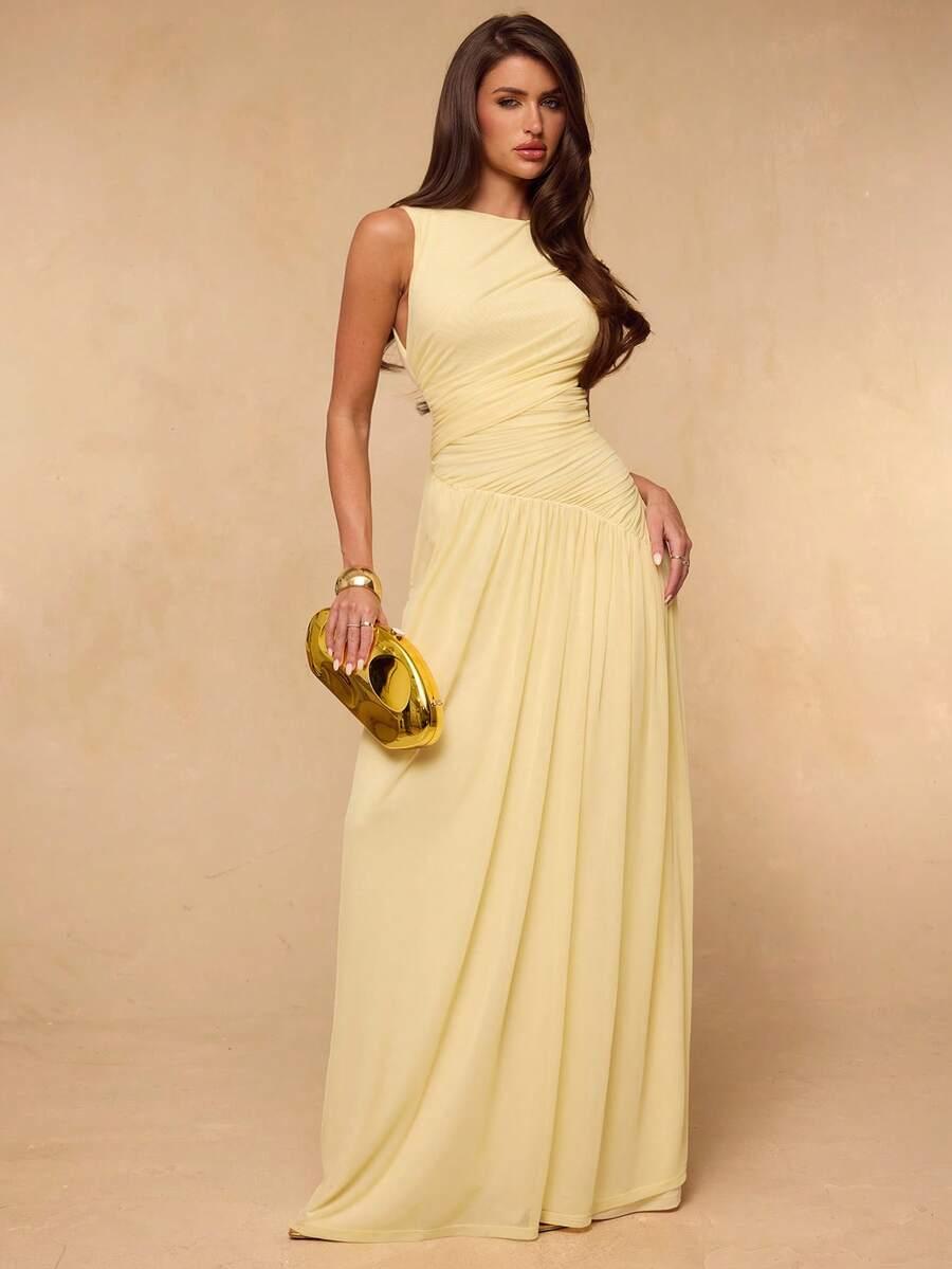 SHEIN ŻÓŁTA MAXI SUKIENKA S06__L