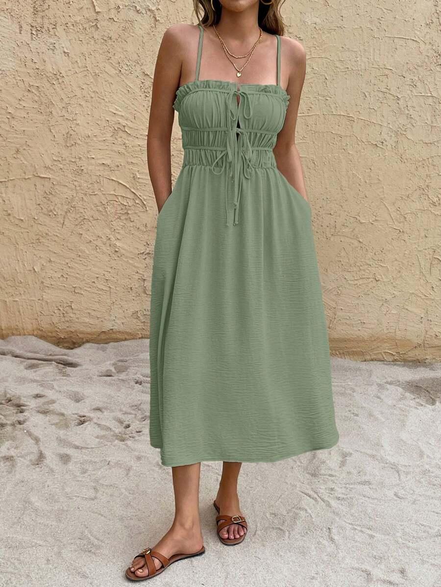 SHEIN ZIELONA MIDI SUKIENKA S06__M