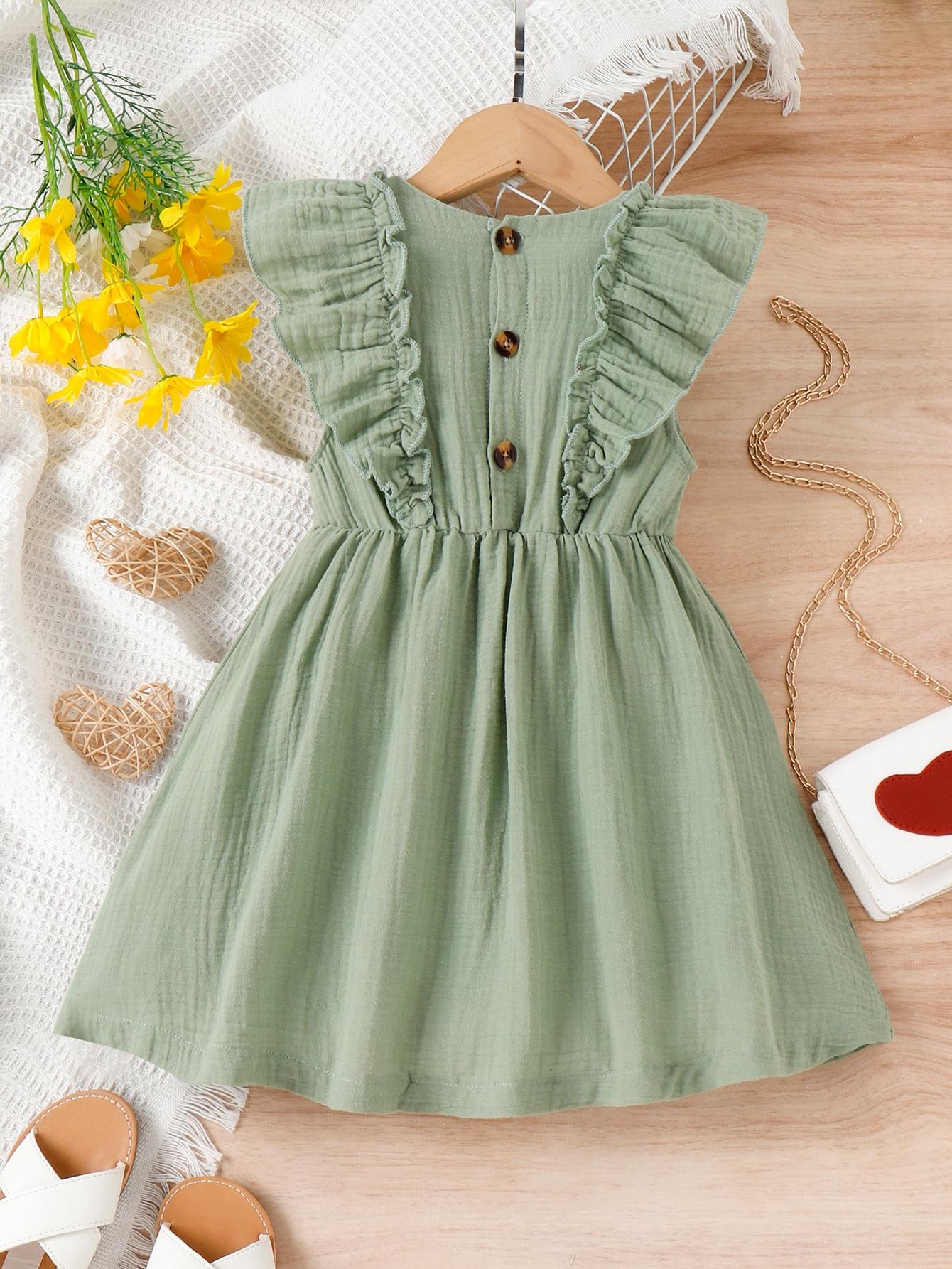SHEIN ZIELONA SUKIENKA GUZIKI S06__104-110