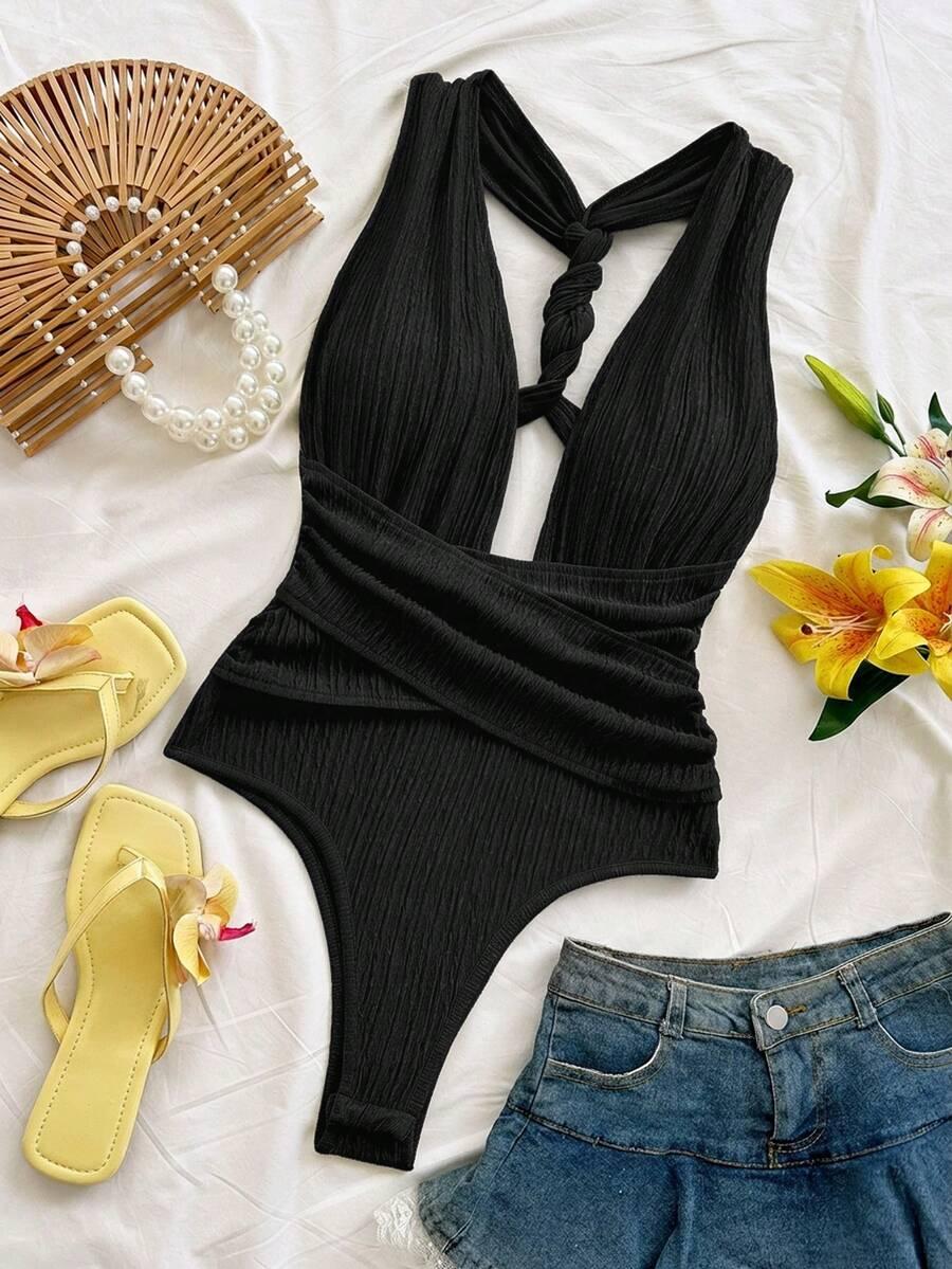 SHEIN CZARNE BODY ODKRYTE RAMIONA S09__M