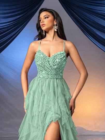 SHEIN ZIELONA MAXI SUKIENKA S06__XS