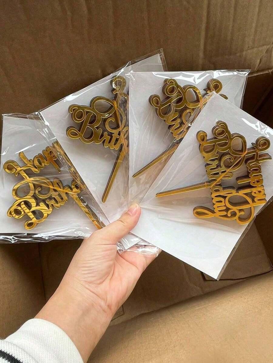 SHEIN ZŁOTY TOPPER NA TORT NAPIS 5-PACK S07