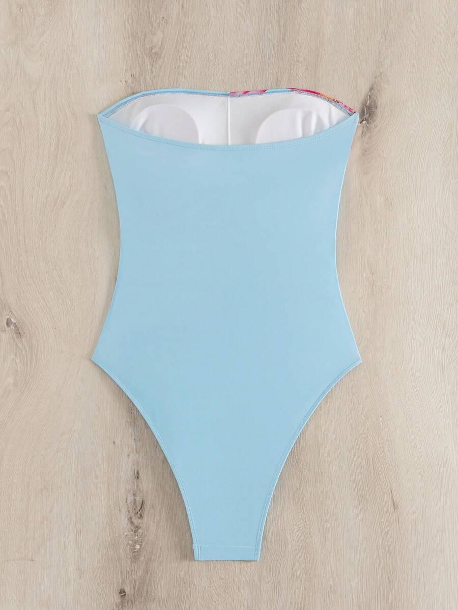 SHEIN JEDNOCZĘSCIOWY STRÓJ KĄPIELOWY KWIATY S09__L