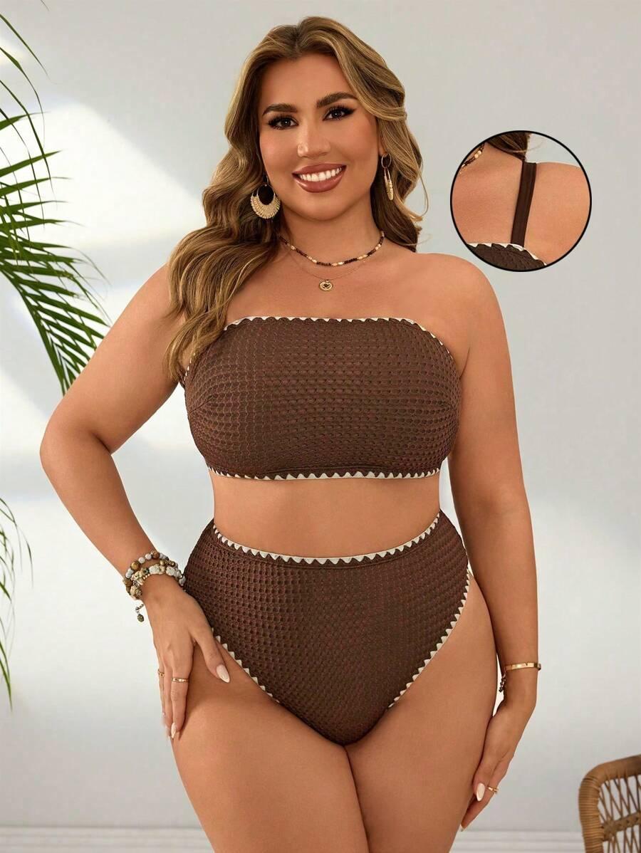 SHEIN BRĄZOWY DWUCZĘŚCIOWY STRÓJ KĄPIELOWY S09__46