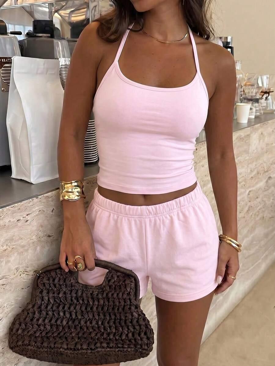 SHEIN RÓŻOWE DRESOWE SPODENKI S06__XS