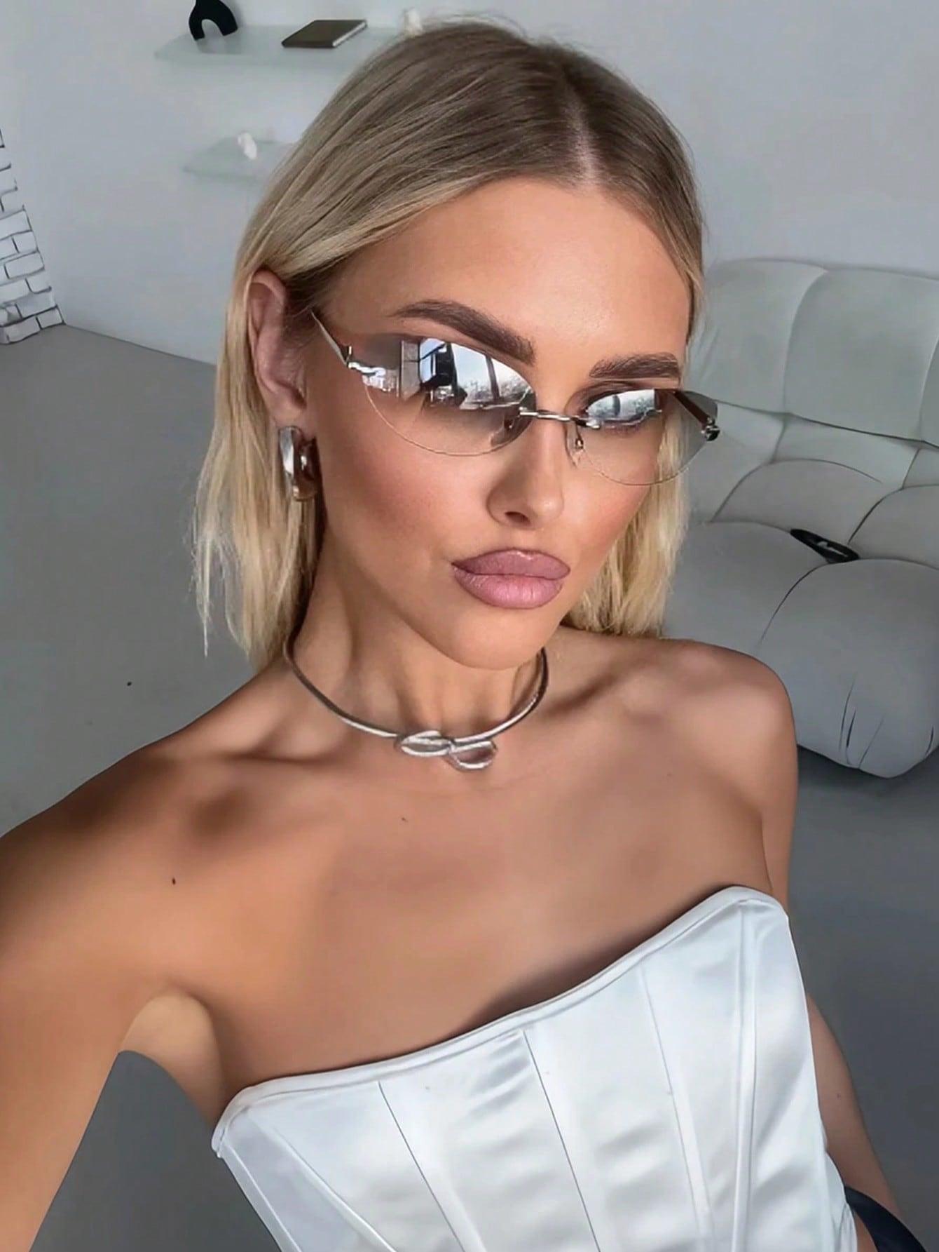 SHEIN SREBRNE OKULARY ZERÓWKI S07