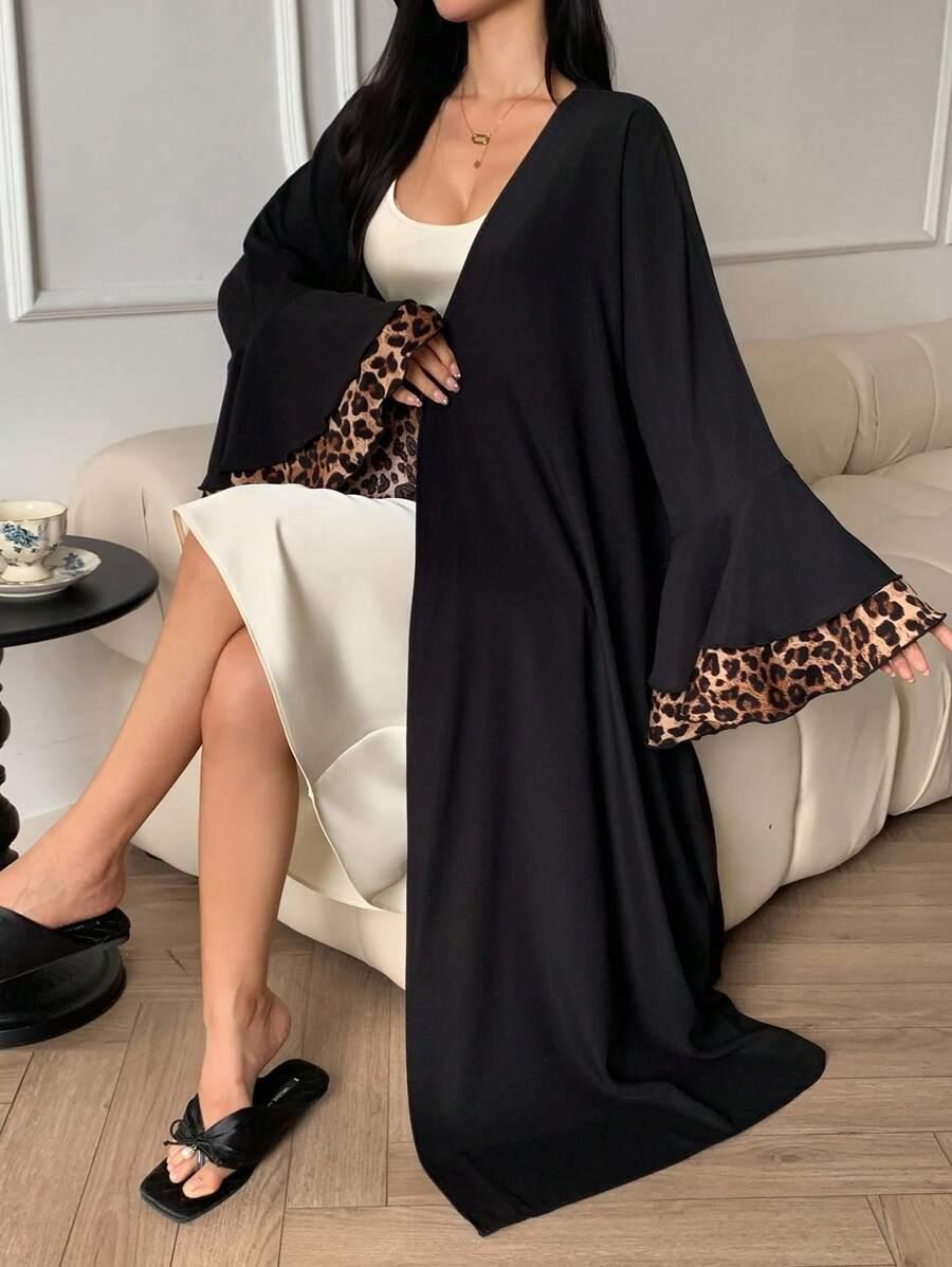 DAZY CZARNY SZLAFROK ANIMAL PRINT PK01__M