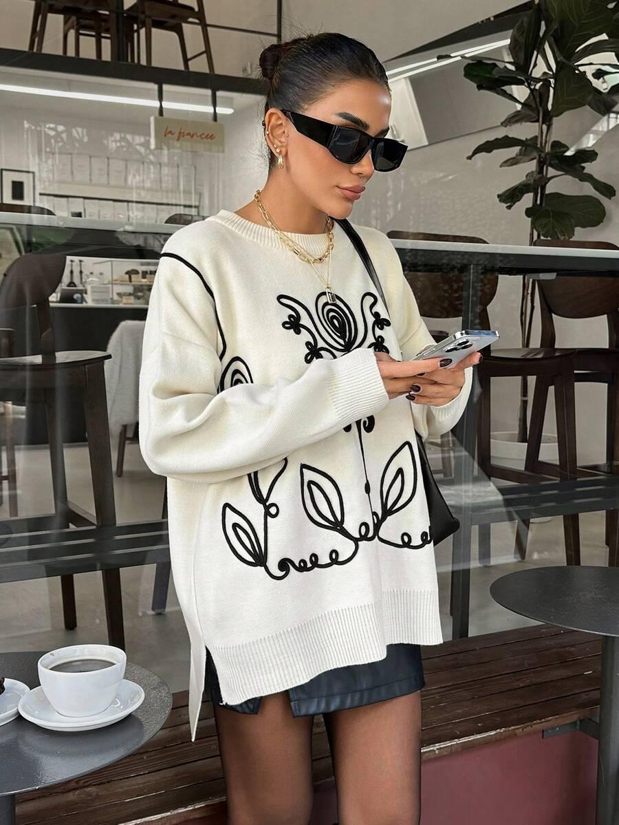 SHEIN SWETER DŁUGI RĘKAW WZÓR S06__M