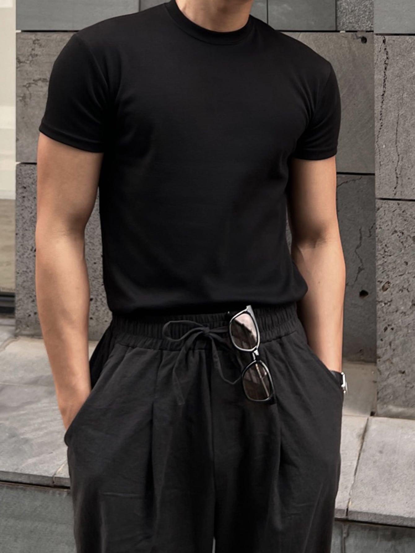 SHEIN CZARNY T-SHIRT BASIC S06__S