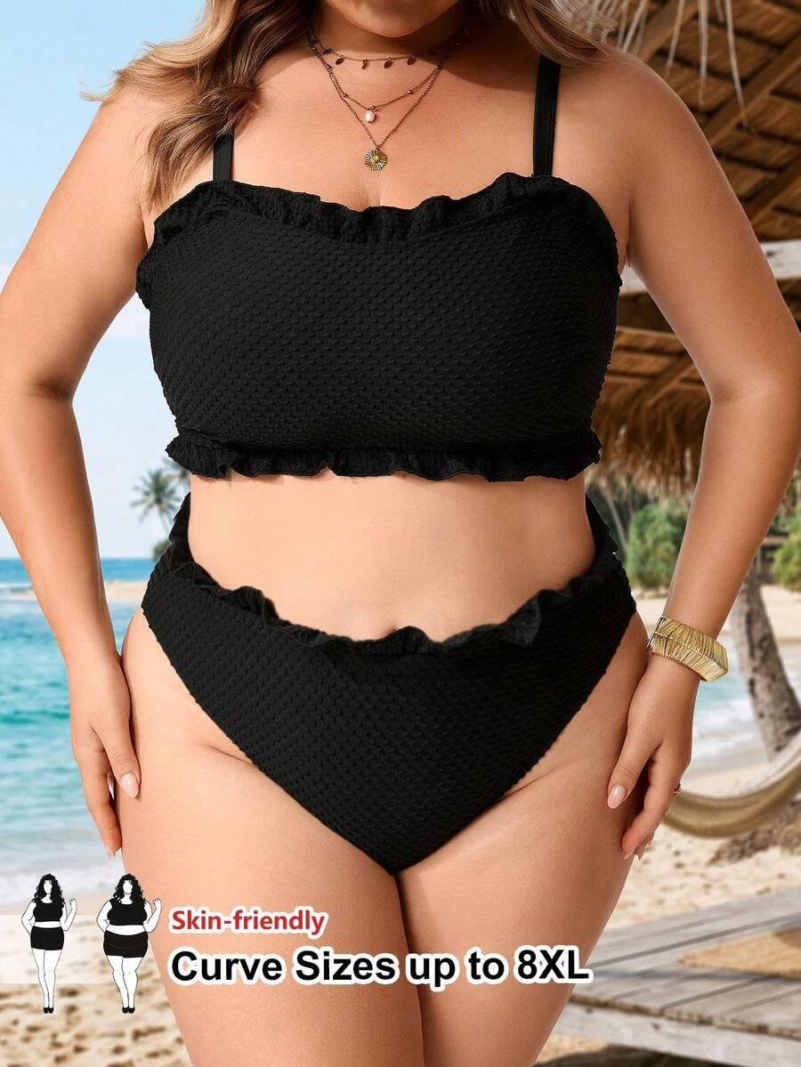 SHEIN CZARNY DWUCZĘŚCIOWY STRÓJ KĄPIELOWY S09__60-62