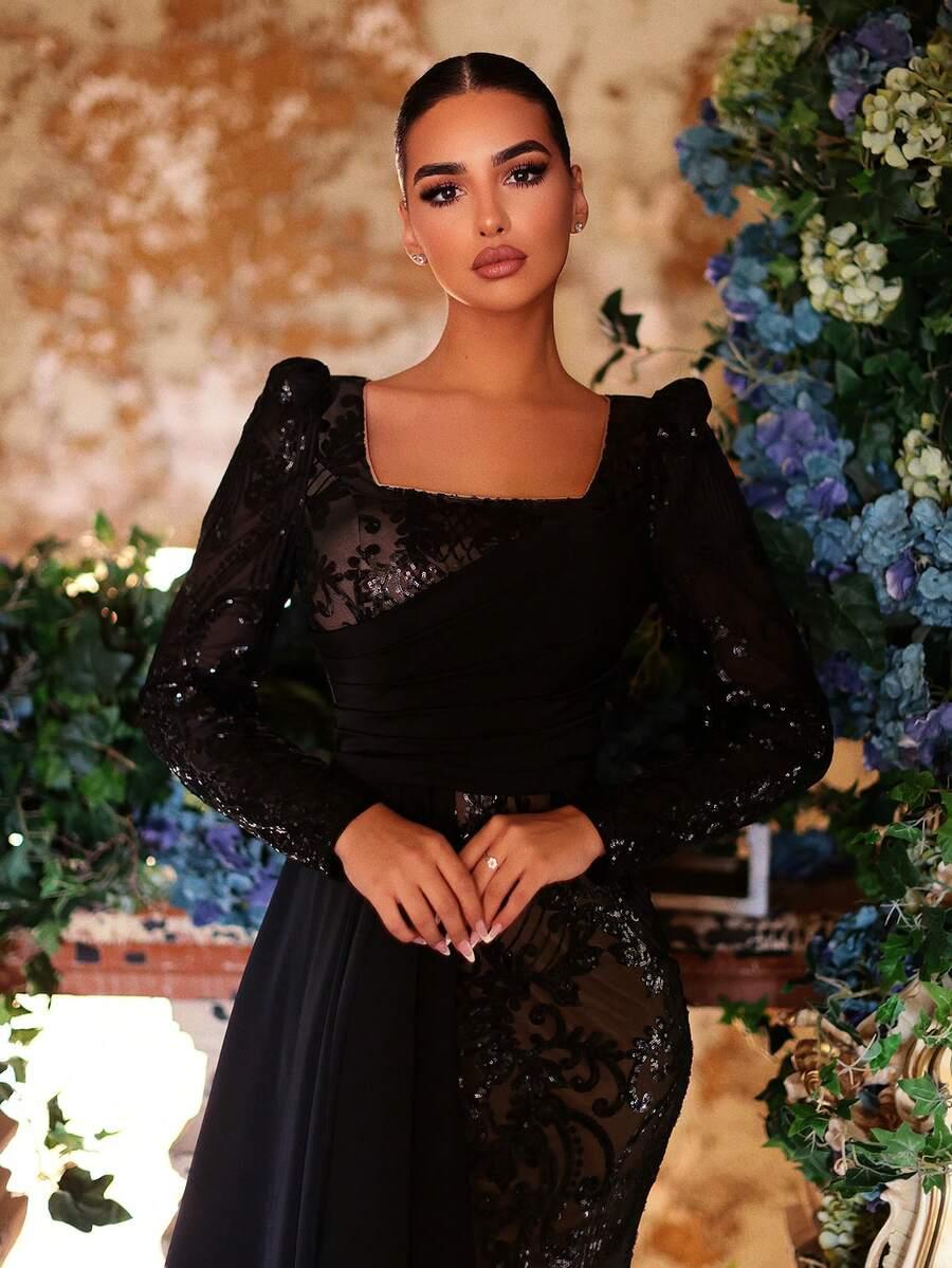 SHEIN CZARNA MAXI SUKIENKA S06__L
