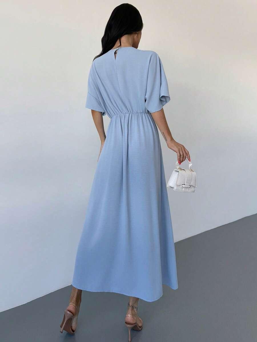 SHEIN NIEBIESKA MAXI SUKIENKA KLASYCZNA S06__L