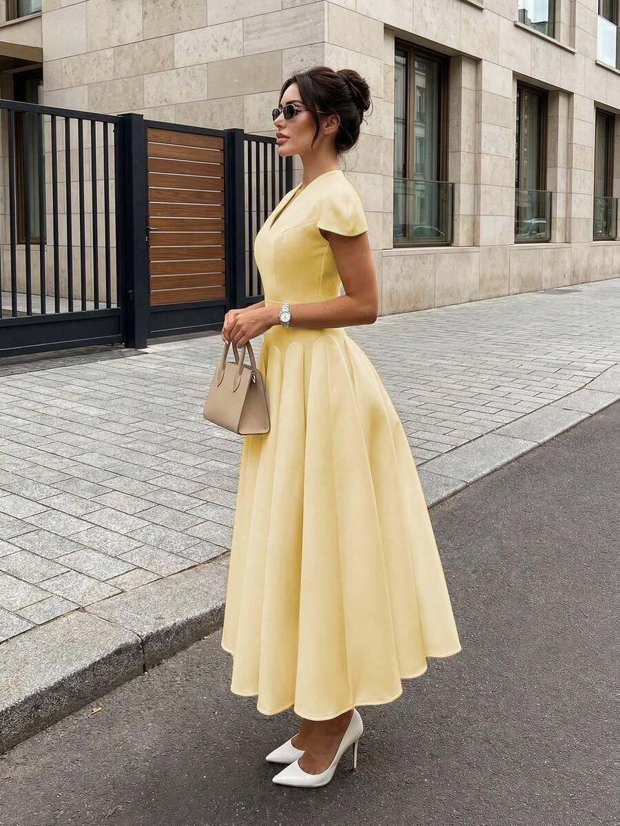 SHEIN ŻÓŁTA SUKIENKA KRÓTKI RĘKAW S06__XL