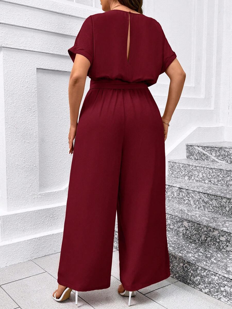 SHEIN CZERWONY KOMBINEZON WIĄZANIE S06__48