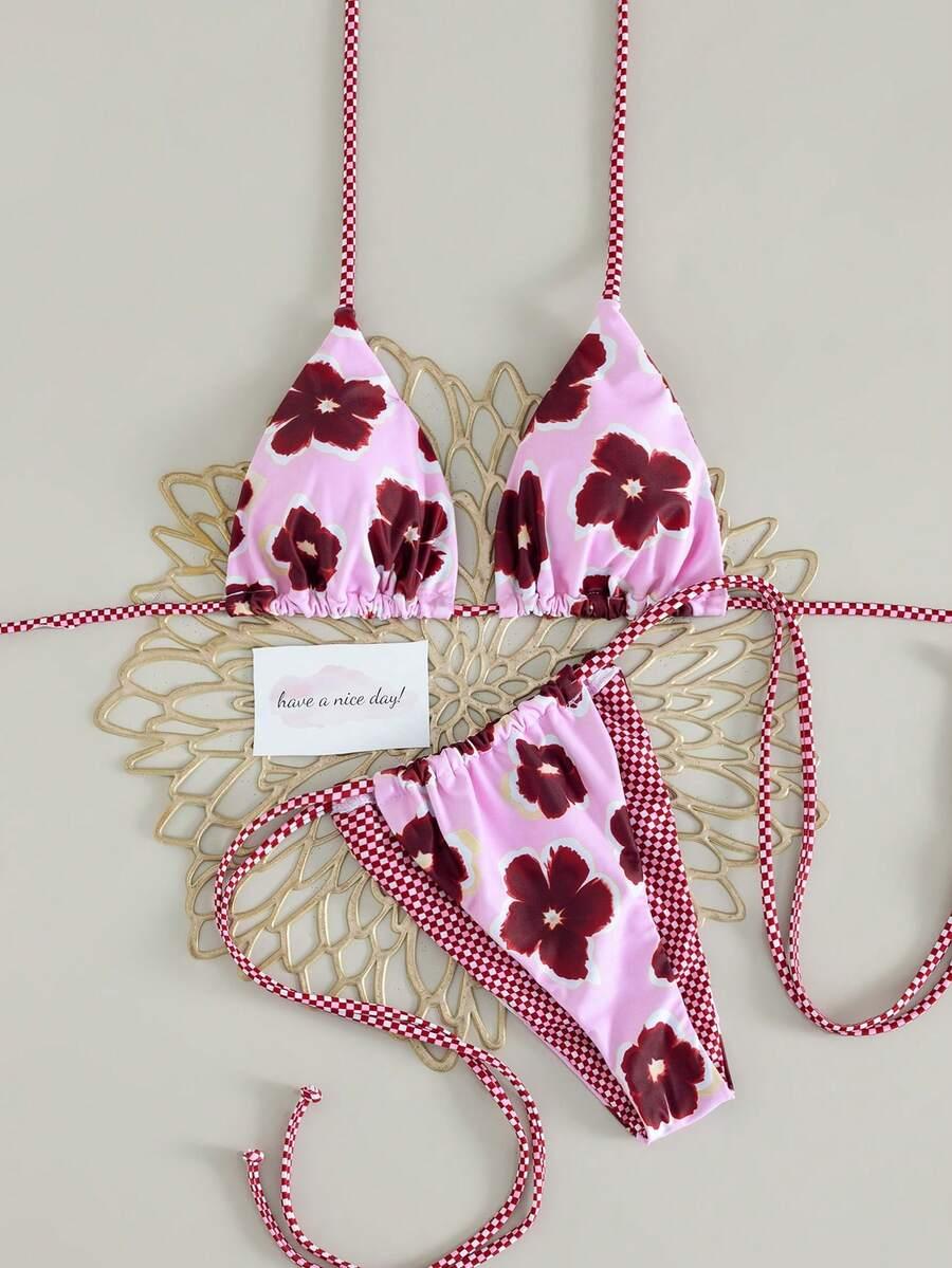 SHEIN DWUCZĘŚCIOWY STRÓJ KĄPIELOWY WZÓR KWIATY S09__XS